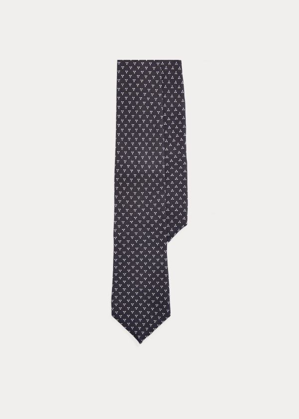 Krawaty Ralph Lauren Square-Print Cashmere-Silk Tie Męskie Granatowe | ONCS0620