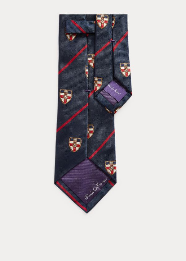 Krawaty Ralph Lauren Striped Silk Club Tie Męskie Granatowe | CNQU7363