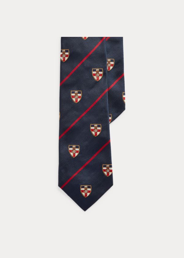 Krawaty Ralph Lauren Striped Silk Club Tie Męskie Granatowe | CNQU7363