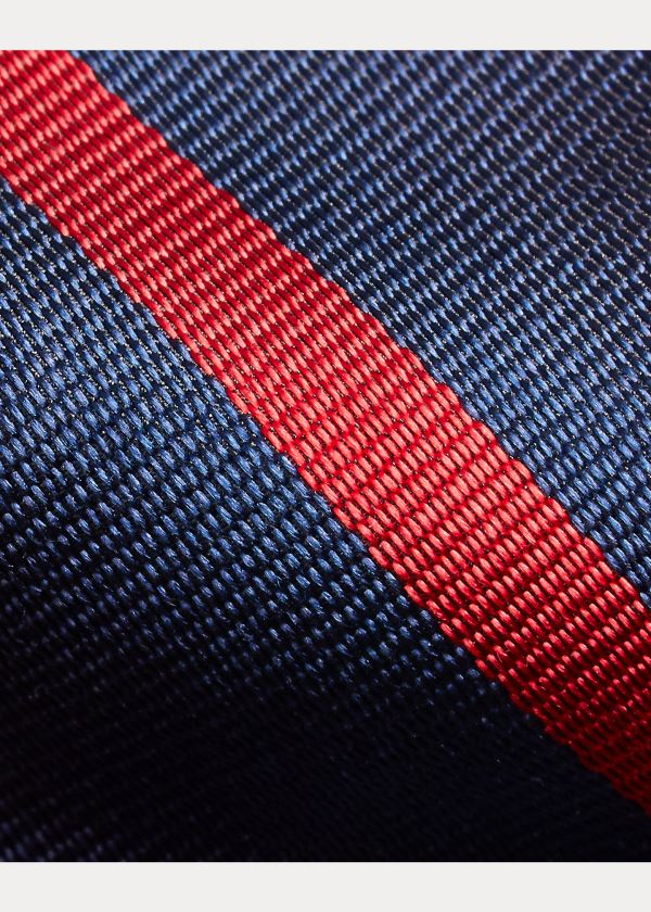 Krawaty Ralph Lauren Striped Silk Narrow Club Tie Męskie Granatowe | MJWE5260