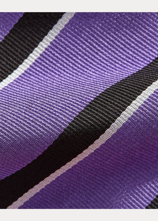 Krawaty Ralph Lauren Striped Silk Repp Tie Męskie Fioletowe Czarne | HVKO1657