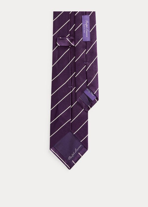 Krawaty Ralph Lauren Striped Silk Satin Tie Męskie Ciemny Fioletowe | PKCS8747