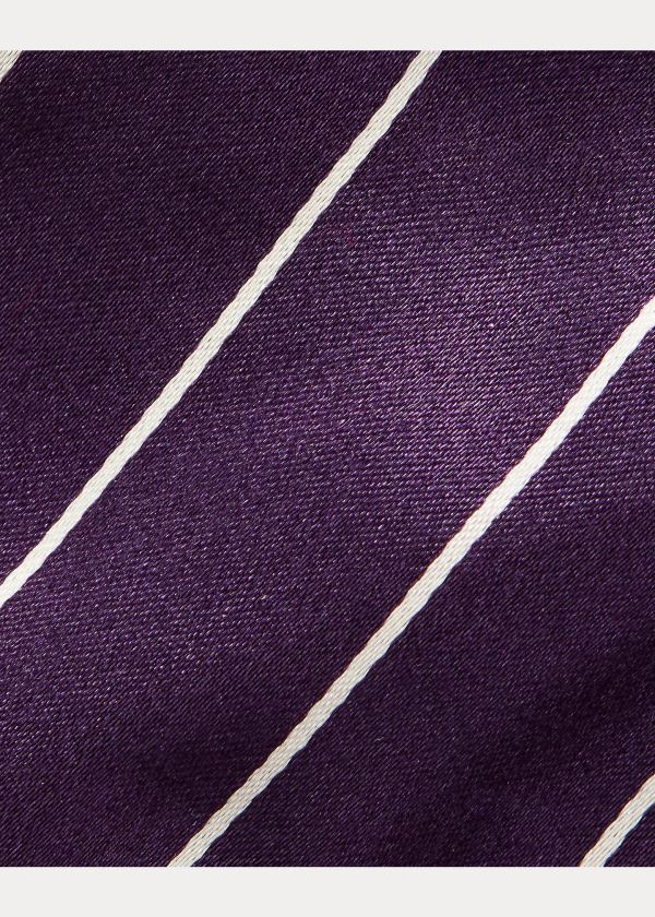 Krawaty Ralph Lauren Striped Silk Satin Tie Męskie Ciemny Fioletowe | PKCS8747