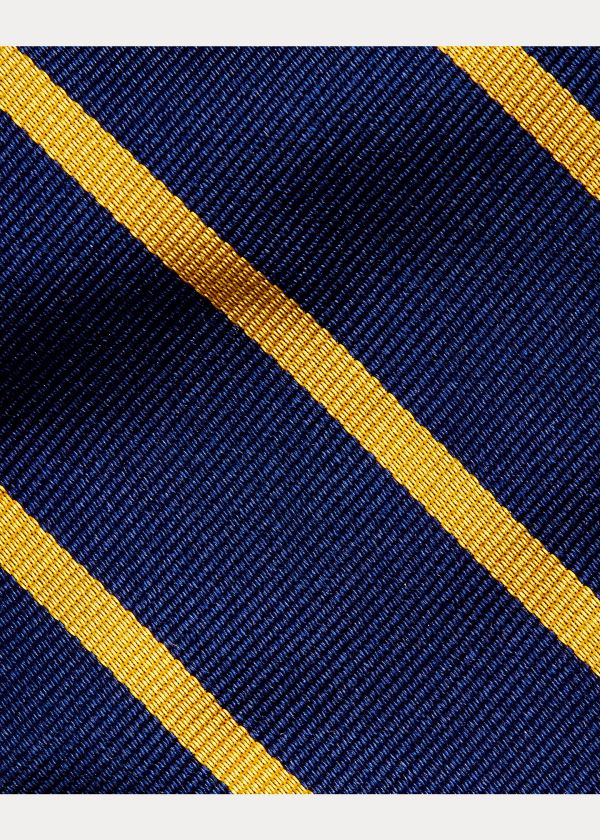 Krawaty Ralph Lauren Striped Silk Twill Narrow Tie Męskie Granatowe Złote | BSCT3604