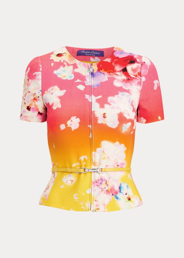 Kurtki Ralph Lauren Azalea Floral Jacket Damskie Różowe Żółte Zielone | YKEU9798