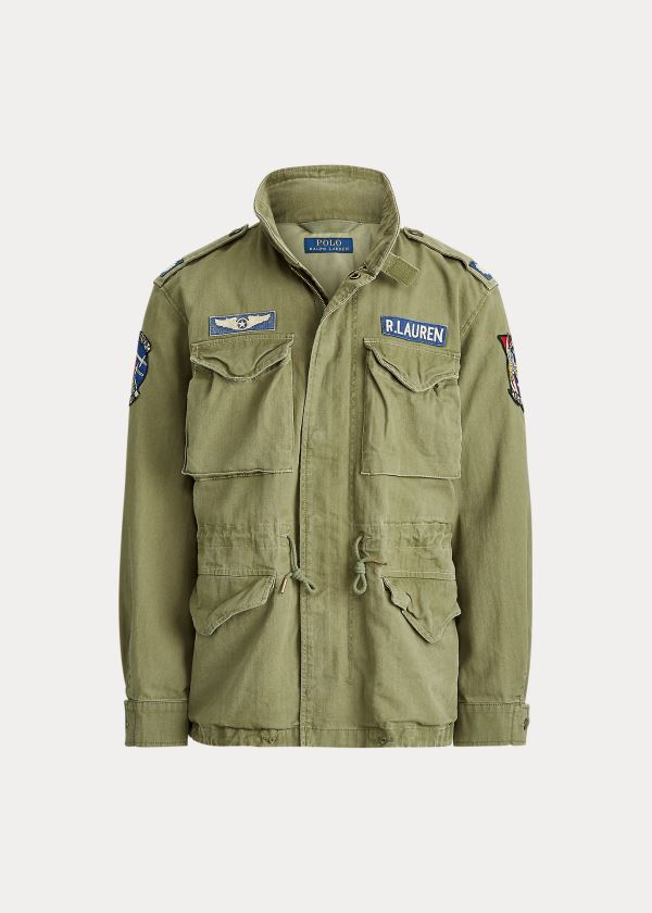 Kurtki Ralph Lauren Cotton Twill Field Jacket Męskie Oliwkowe | IIUE4896