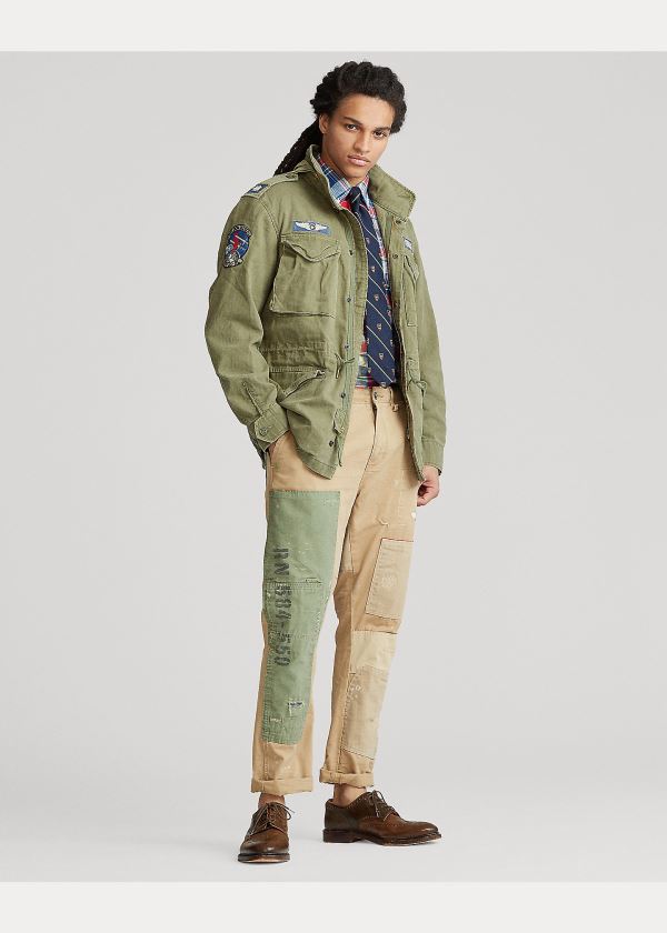 Kurtki Ralph Lauren Cotton Twill Field Jacket Męskie Oliwkowe | IIUE4896