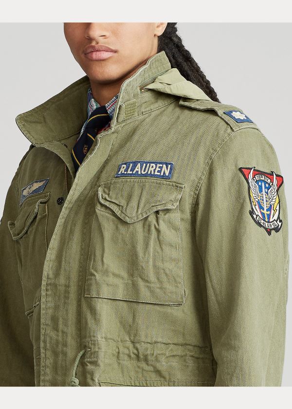 Kurtki Ralph Lauren Cotton Twill Field Jacket Męskie Oliwkowe | IIUE4896