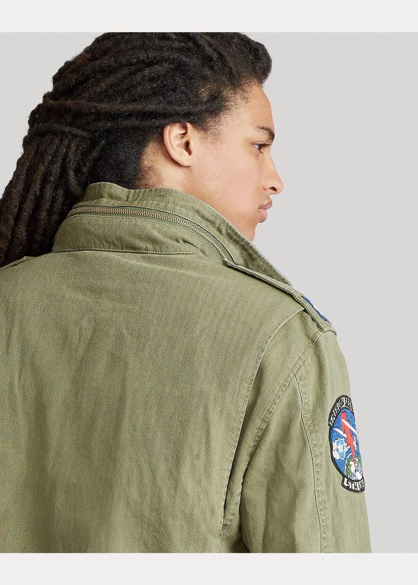 Kurtki Ralph Lauren Cotton Twill Field Jacket Męskie Oliwkowe | IIUE4896