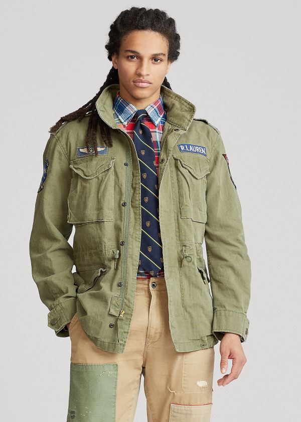 Kurtki Ralph Lauren Cotton Twill Field Jacket Męskie Oliwkowe | IIUE4896