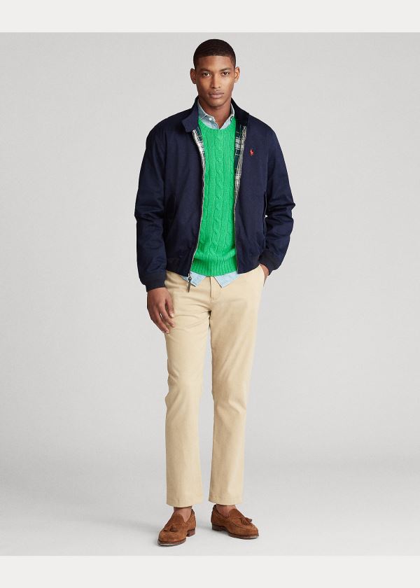 Kurtki Ralph Lauren Cotton Twill Jacket Męskie Granatowe | BSHR5617