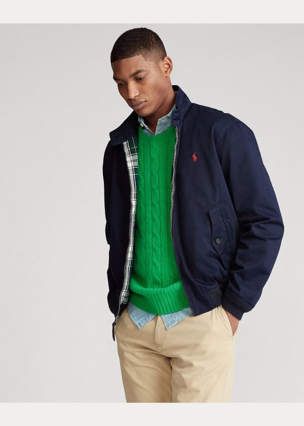 Kurtki Ralph Lauren Cotton Twill Jacket Męskie Granatowe | BSHR5617