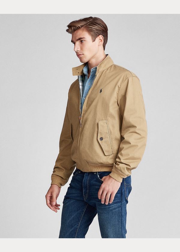 Kurtki Ralph Lauren Cotton Twill Jacket Męskie Brązowe | GXUS7982