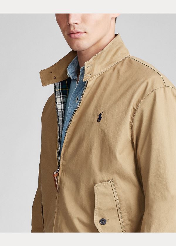 Kurtki Ralph Lauren Cotton Twill Jacket Męskie Brązowe | GXUS7982