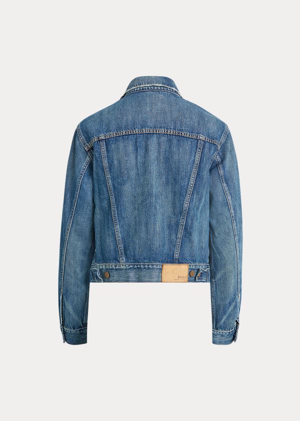 Kurtki Ralph Lauren Denim Trucker Jacket Damskie Ciemny Indygo | QDCD0605