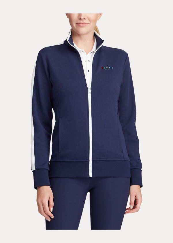 Kurtki Ralph Lauren Double-Knit Golf Track Jacket Damskie Granatowe | NJHP7186