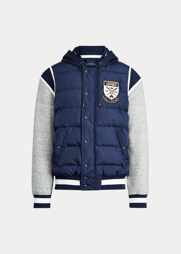 Kurtki Ralph Lauren Down-Paneled Baseball Jacket Męskie Granatowe | IXEQ0400