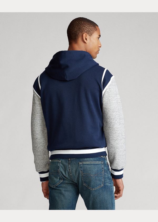 Kurtki Ralph Lauren Down-Paneled Baseball Jacket Męskie Granatowe | IXEQ0400