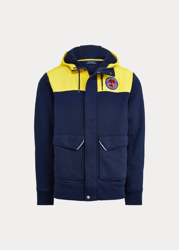 Kurtki Ralph Lauren Fleece Hybrid Jacket Męskie Żółte Granatowe | VFZT5651