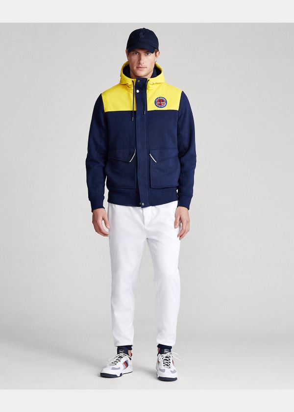 Kurtki Ralph Lauren Fleece Hybrid Jacket Męskie Żółte Granatowe | VFZT5651