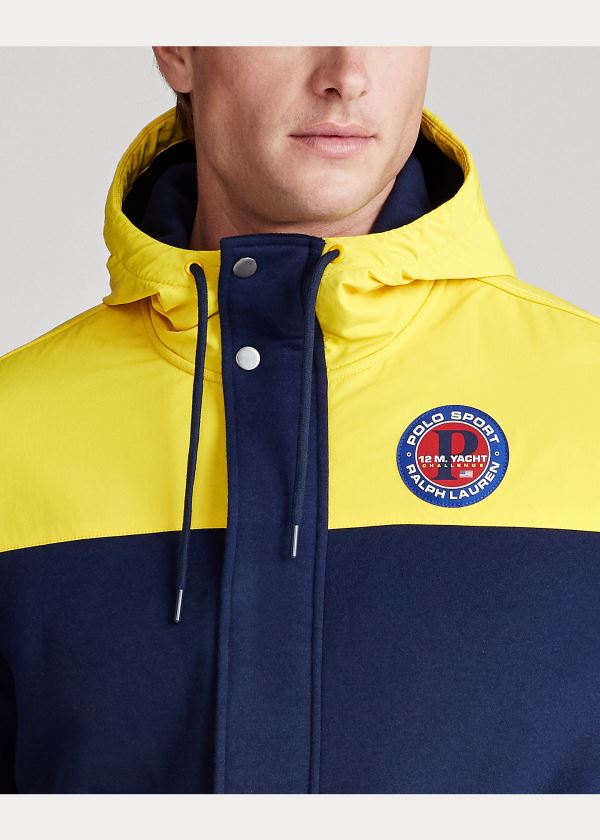 Kurtki Ralph Lauren Fleece Hybrid Jacket Męskie Żółte Granatowe | VFZT5651