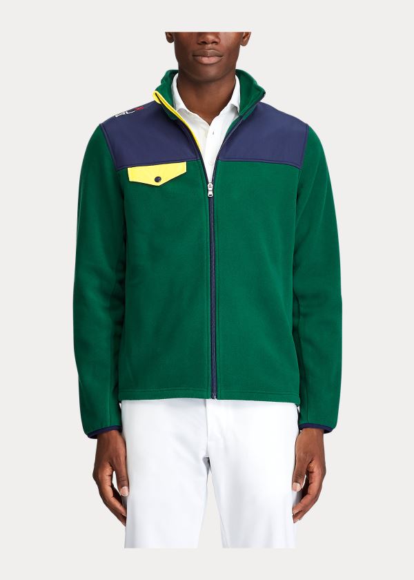 Kurtki Ralph Lauren Fleece Mockneck Jacket Męskie Zielone Kolorowe | KGPO2587