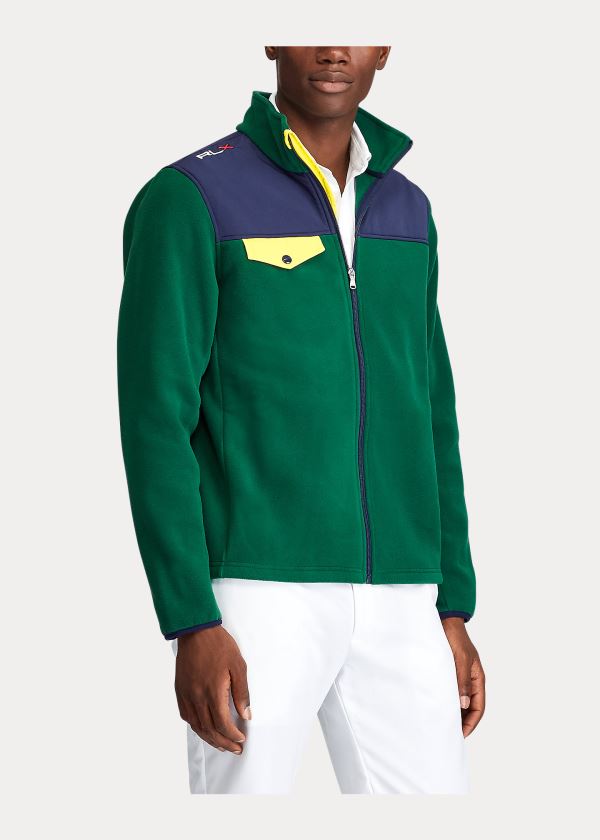 Kurtki Ralph Lauren Fleece Mockneck Jacket Męskie Zielone Kolorowe | KGPO2587