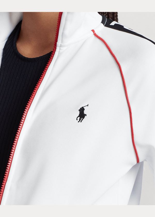 Kurtki Ralph Lauren Fleece Track Jacket Damskie Białe | ICVO9841