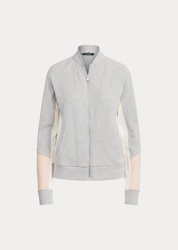 Kurtki Ralph Lauren French Terry Cotton Jacket Damskie Szare Różowe Kremowe | HTJM5452