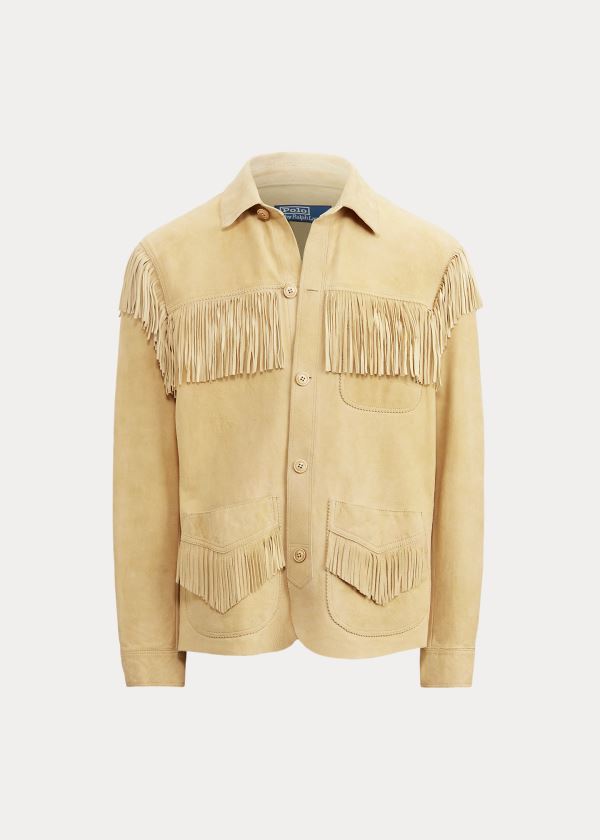 Kurtki Ralph Lauren Fringe Lambskin Jacket Męskie Brązowe | CGTF5789