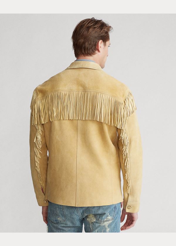 Kurtki Ralph Lauren Fringe Lambskin Jacket Męskie Brązowe | CGTF5789