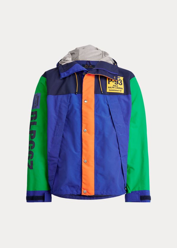 Kurtki Ralph Lauren Graphic Water-Repellent Jacket Męskie Królewski Niebieski Kolorowe | BMYL4467