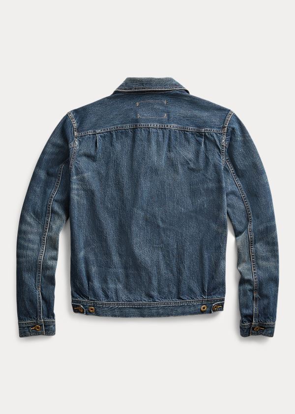 Kurtki Ralph Lauren Indigo Denim Jacket Męskie Niebieskie Niebieskie | FPMO9559