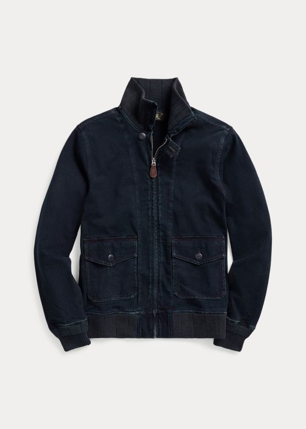 Kurtki Ralph Lauren Indigo Jersey Bomber Jacket Męskie Niebieskie Indygo | TNSV8763