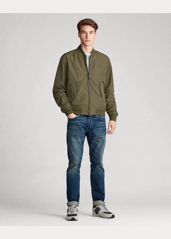 Kurtki Ralph Lauren Lightweight Bomber Jacket Męskie Oliwkowe | PWNJ3589