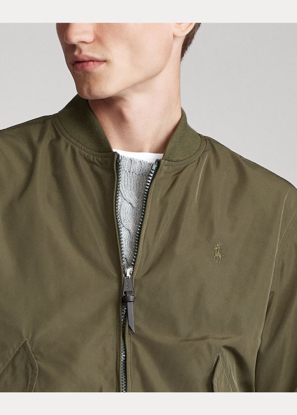 Kurtki Ralph Lauren Lightweight Bomber Jacket Męskie Oliwkowe | PWNJ3589