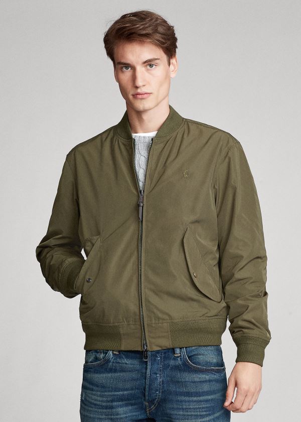 Kurtki Ralph Lauren Lightweight Bomber Jacket Męskie Oliwkowe | PWNJ3589