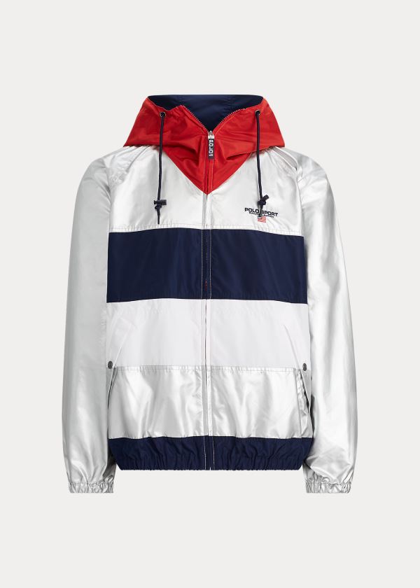 Kurtki Ralph Lauren Limited-Edition Windbreaker Męskie Srebrne Granatowe Białe | QMOQ4808