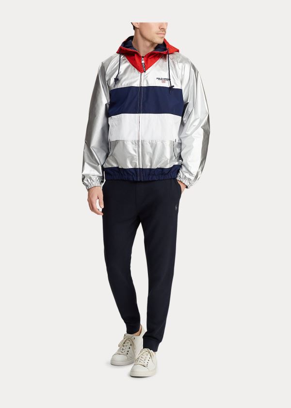 Kurtki Ralph Lauren Limited-Edition Windbreaker Męskie Srebrne Granatowe Białe | QMOQ4808