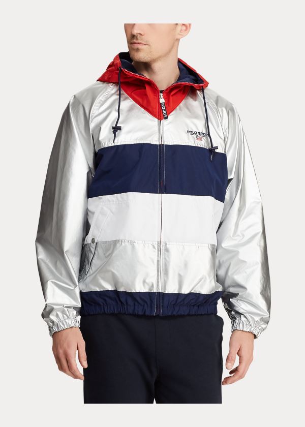 Kurtki Ralph Lauren Limited-Edition Windbreaker Męskie Srebrne Granatowe Białe | QMOQ4808