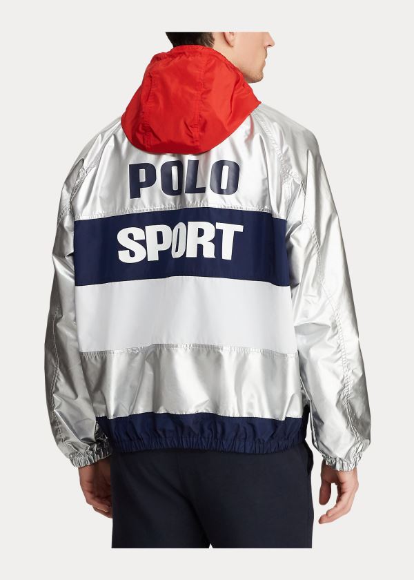 Kurtki Ralph Lauren Limited-Edition Windbreaker Męskie Srebrne Granatowe Białe | QMOQ4808