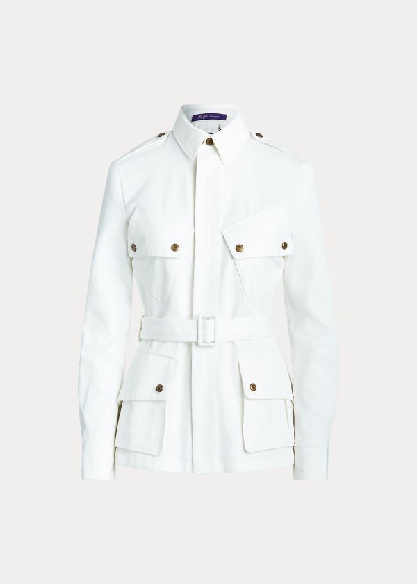 Kurtki Ralph Lauren Lydie Belted Canvas Jacket Damskie Kremowe | ZRCN7763