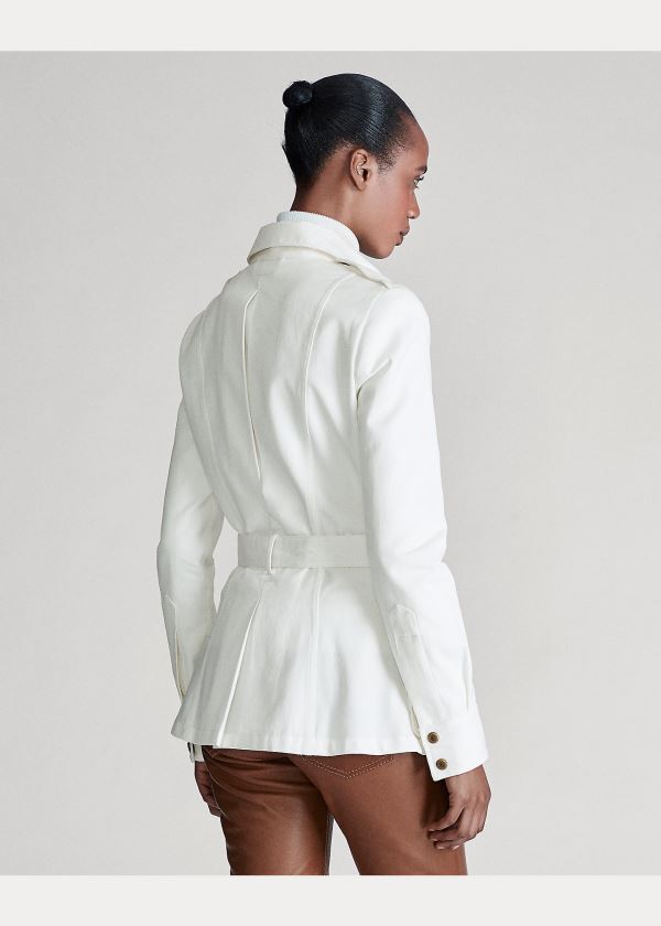 Kurtki Ralph Lauren Lydie Belted Canvas Jacket Damskie Kremowe | ZRCN7763