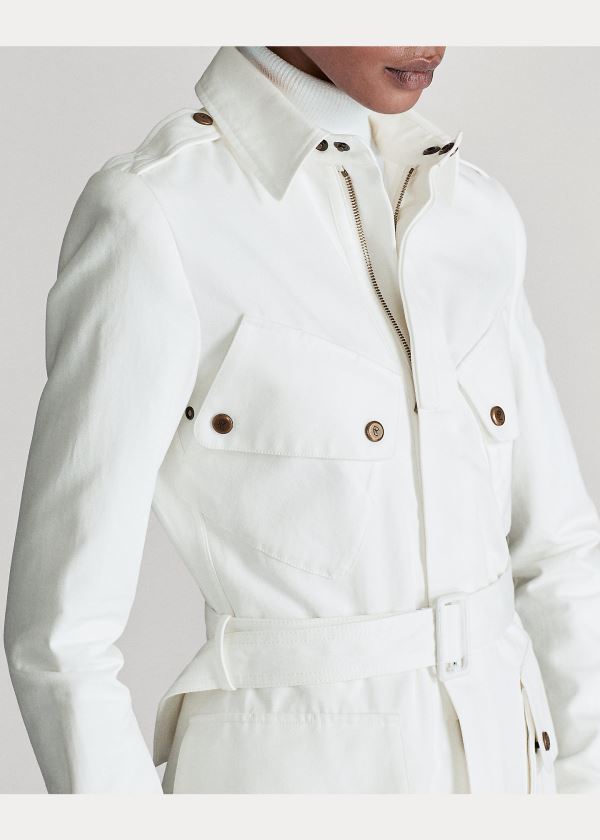 Kurtki Ralph Lauren Lydie Belted Canvas Jacket Damskie Kremowe | ZRCN7763