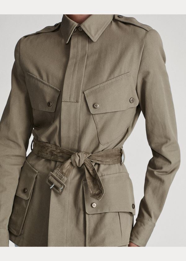 Kurtki Ralph Lauren Lydie Belted Canvas Jacket Damskie Zielone | IUTF0675