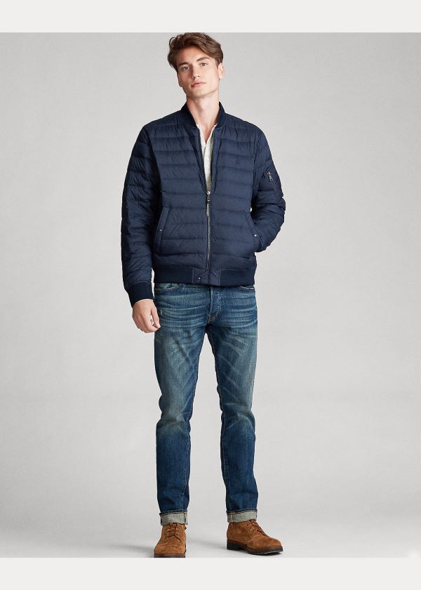 Kurtki Ralph Lauren Packable Bomber Jacket Męskie Granatowe | EHNE0867