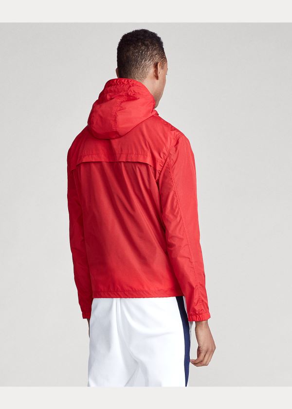 Kurtki Ralph Lauren Packable Hooded Jacket Męskie Czerwone | UQGX3694