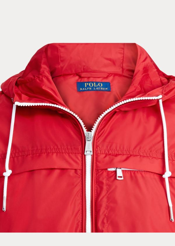 Kurtki Ralph Lauren Packable Hooded Jacket Męskie Czerwone | UQGX3694