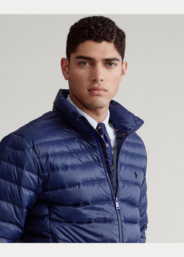 Kurtki Ralph Lauren Packable Quilted Down Jacket Męskie Granatowe | NCVI4658