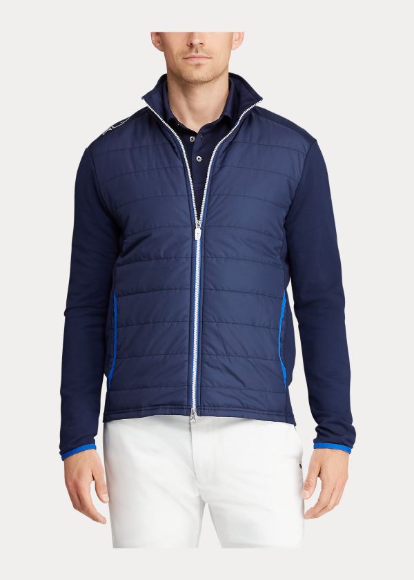 Kurtki Ralph Lauren Paneled Stretch Terry Jacket Męskie Granatowe | YZNV6106